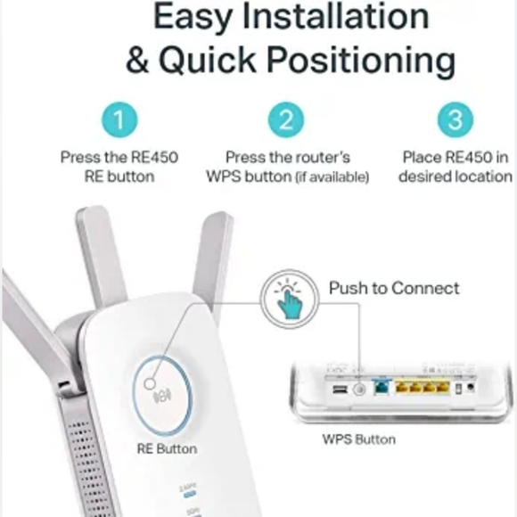 TP-Link AC1750 WiFi Extender (RE450), Up to 1750Mbps,WiFi Internet Range… - Picture 4 of 6
